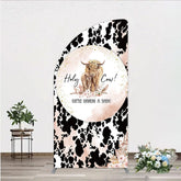 Lofaris Holy Cow We’re Having a Baby Half Moon Arch Backdrop Boho Highland Theme Pampas Grass Shower Party Decor